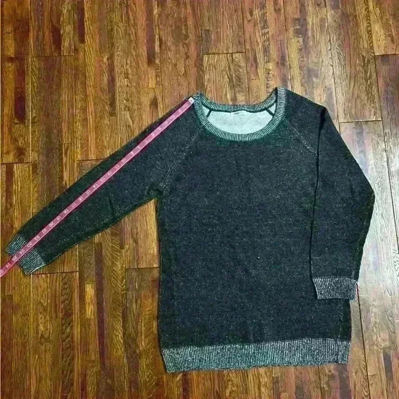 ARITZIA TNA Angora Cashmere Blend Sweater in Dark Grey with Marled Gray Cuffs - Picture 7 of 10